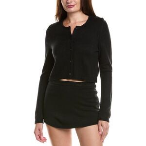 Weworewhat Womens Boxy Crewneck Cardigan, Black